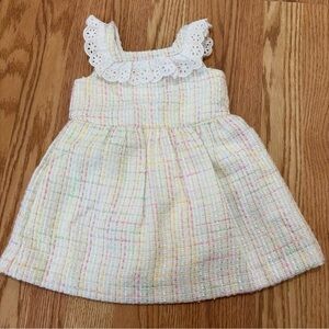 Janie and Jack Pastel Tweed Dress with Eyelet Collar